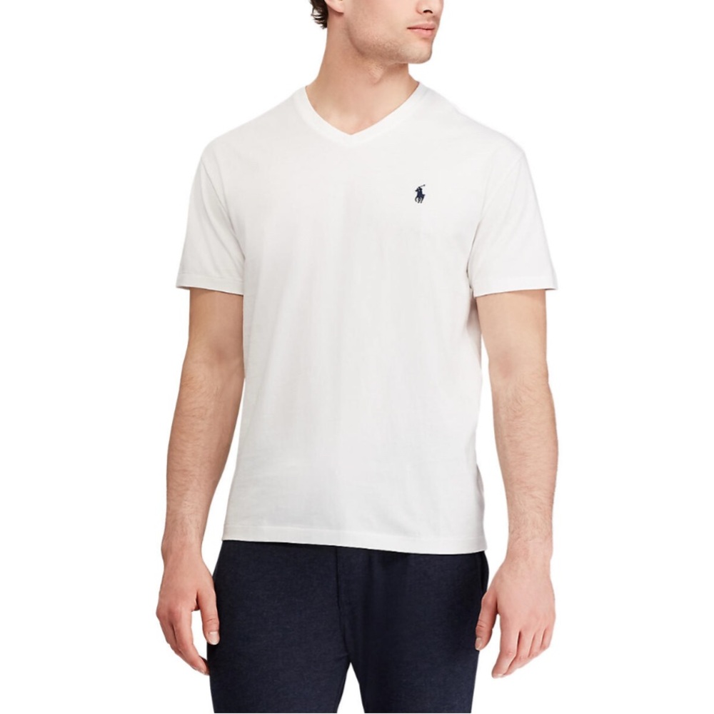 New Polo by Ralph Lauren Men's White V-Neck Shirt